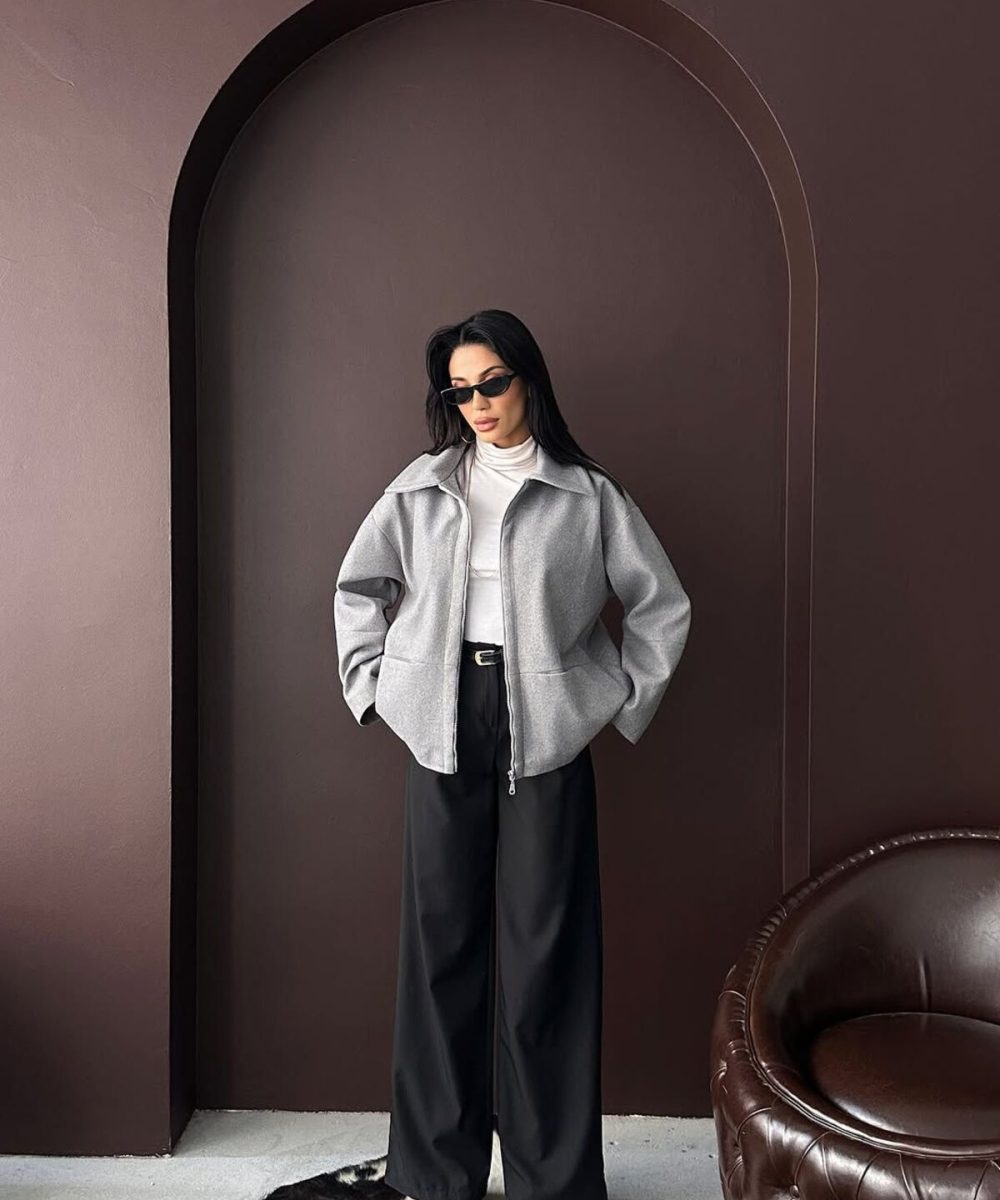 Oversize Kaşe Kadın Kaban Şık Tasarım