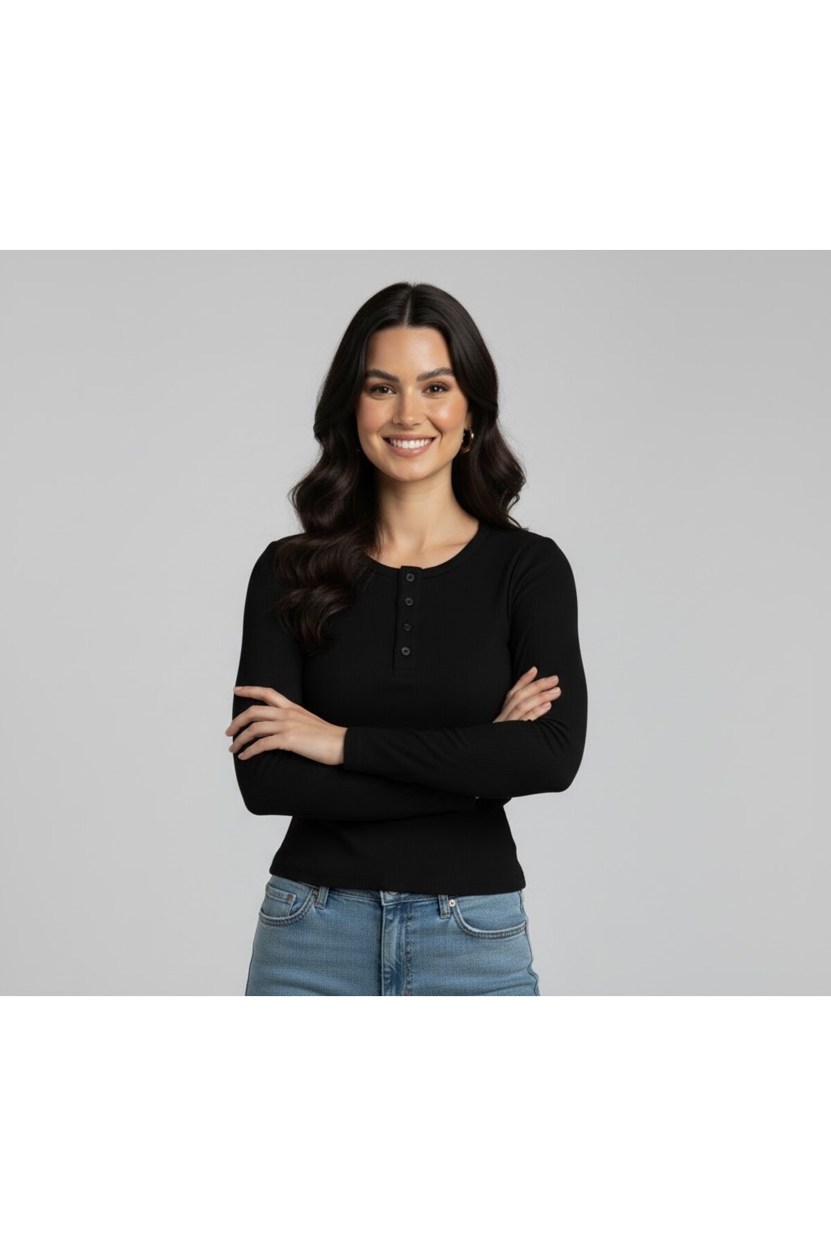 Kadın Düz Kesim Denim Body - Görsel 3