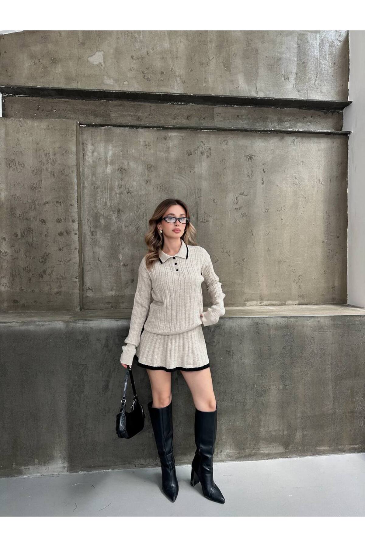 Kadın Polo Yaka Triko Takım - Görsel 2