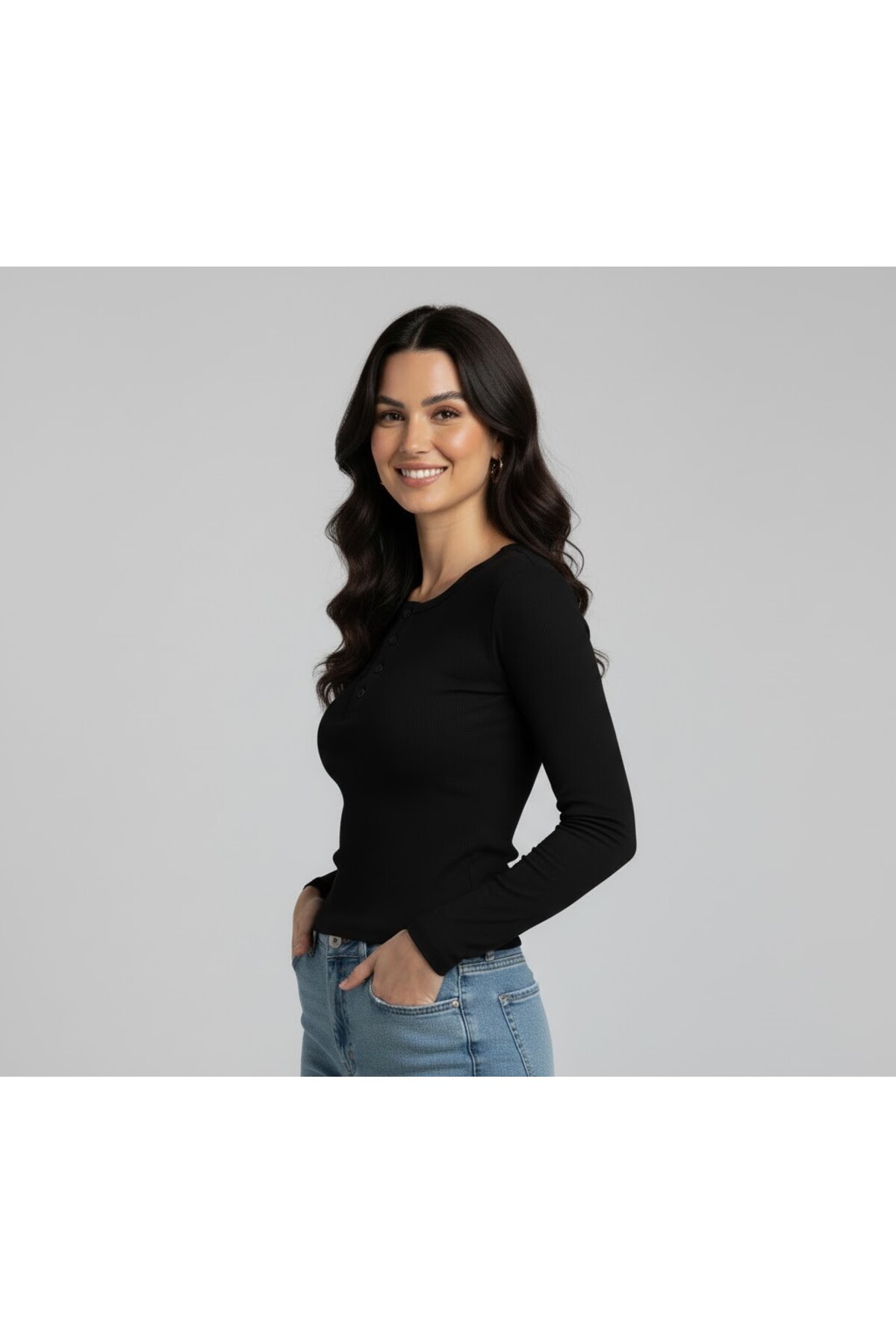 Kadın Düz Kesim Denim Body - Görsel 2