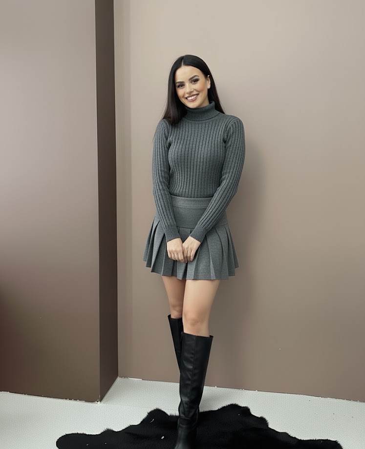 Kadın Boğazlı Triko Kazak