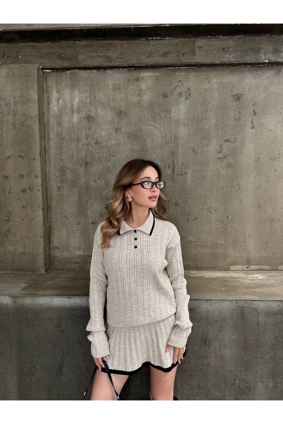 Kadın Polo Yaka Triko Takım - Görsel 3