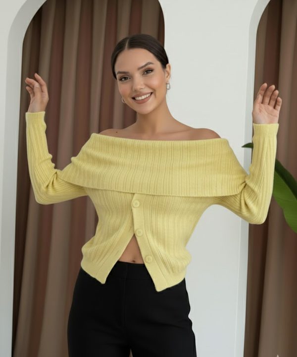 Kadın Madonna Yaka Triko Kazak