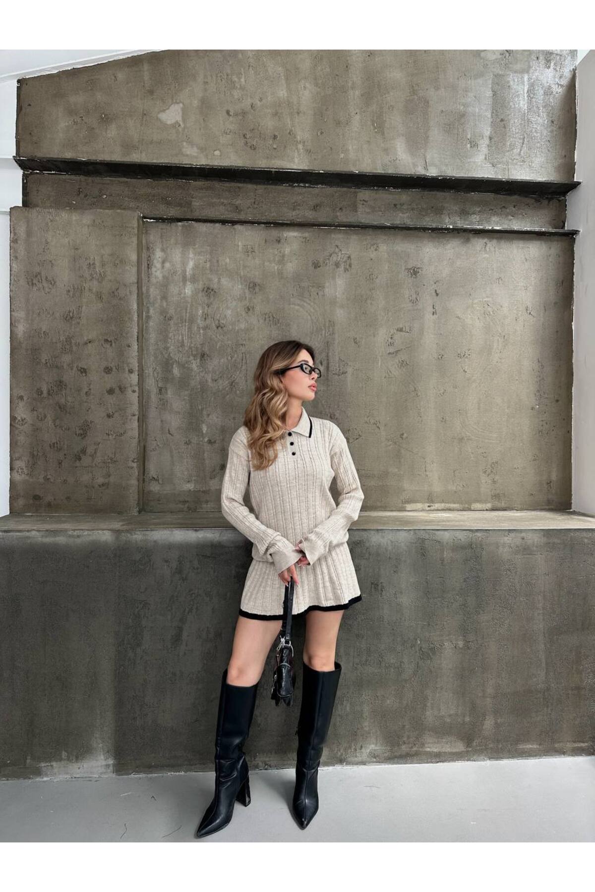 Kadın Polo Yaka Triko Takım - Görsel 4