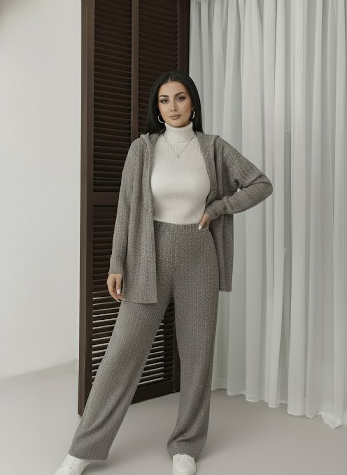 Simli Triko Takım – Bej