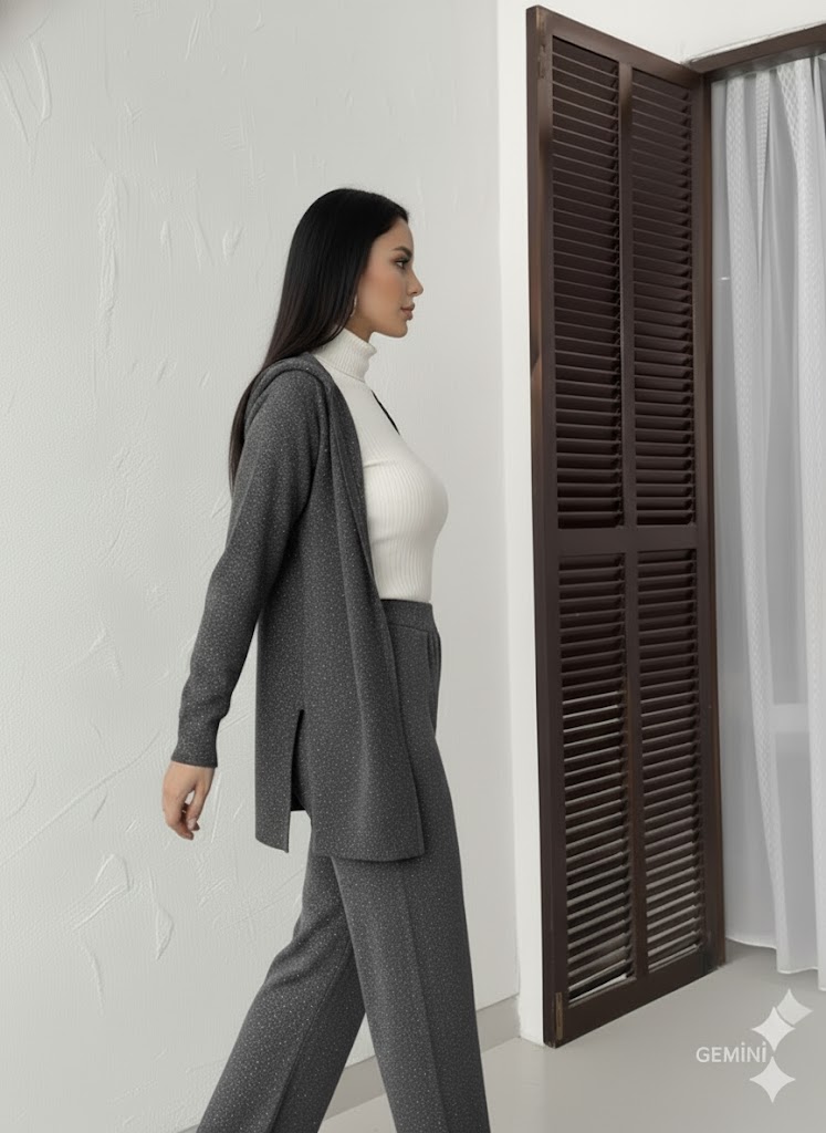 Simli Triko Takım – Gri