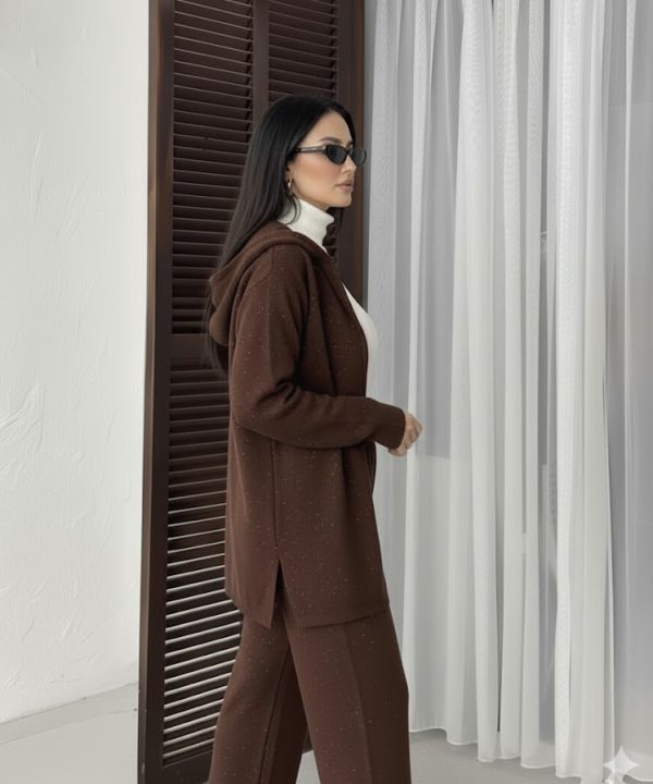 Simli Triko Takım – Kahvengi