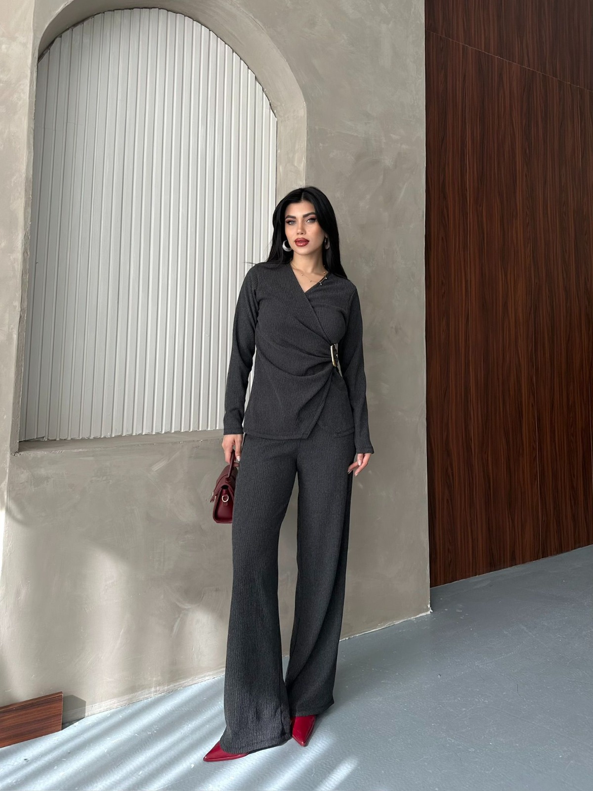 Kadın Bürümcük Dokuma Casual Alt Üst Takım - Görsel 13