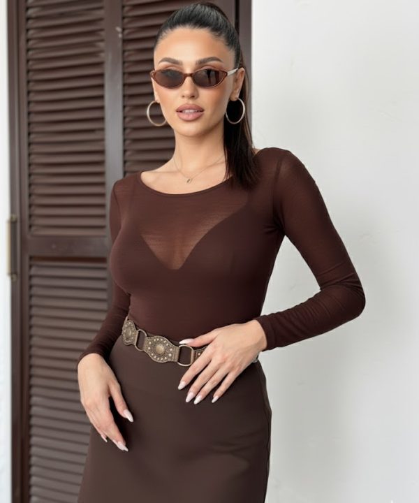 KAYIK YAKA TRANSPARAN BLUZ