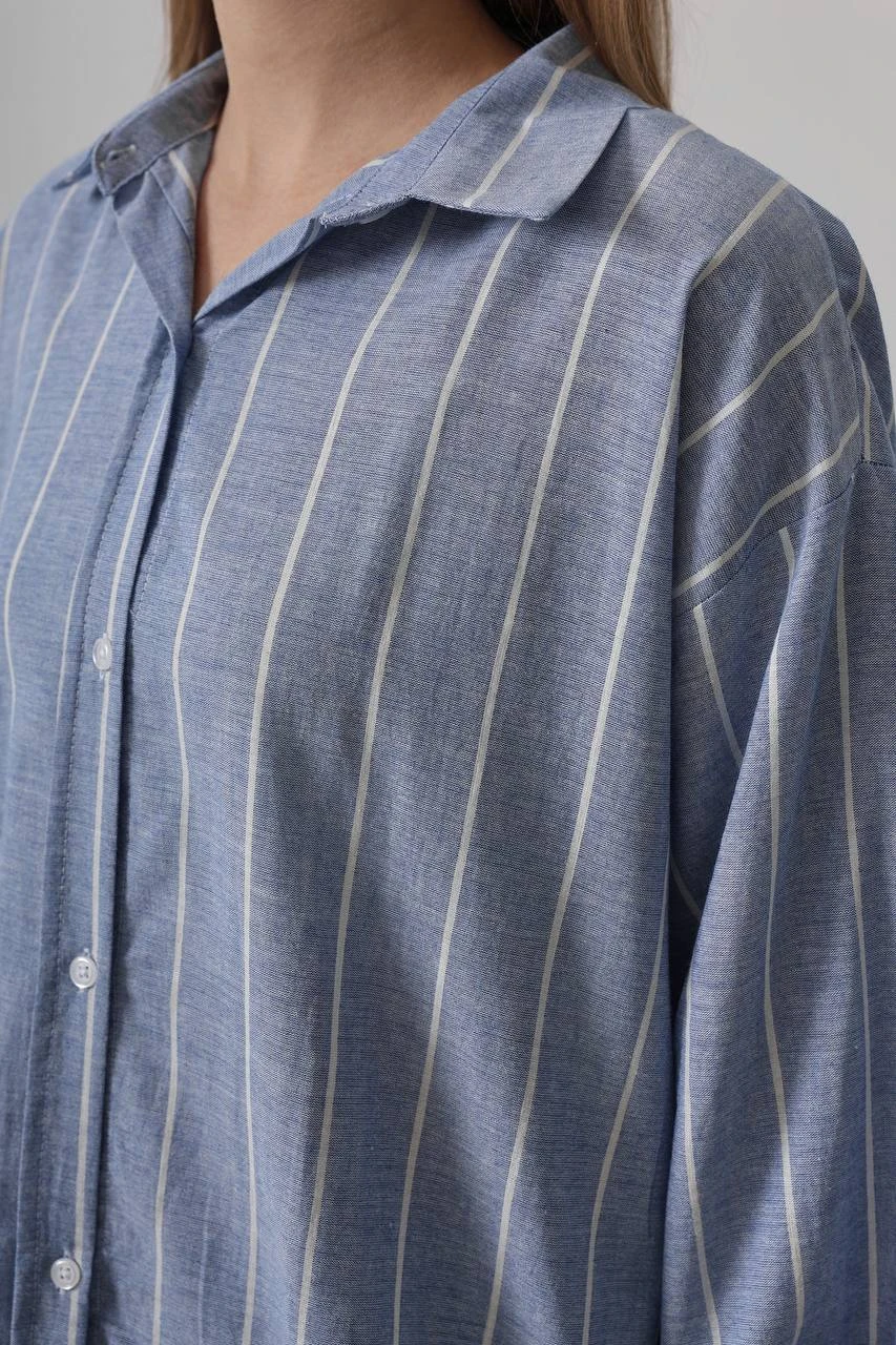 KADIN ÇİZGİLİ OVERSİZE GÖMLEK