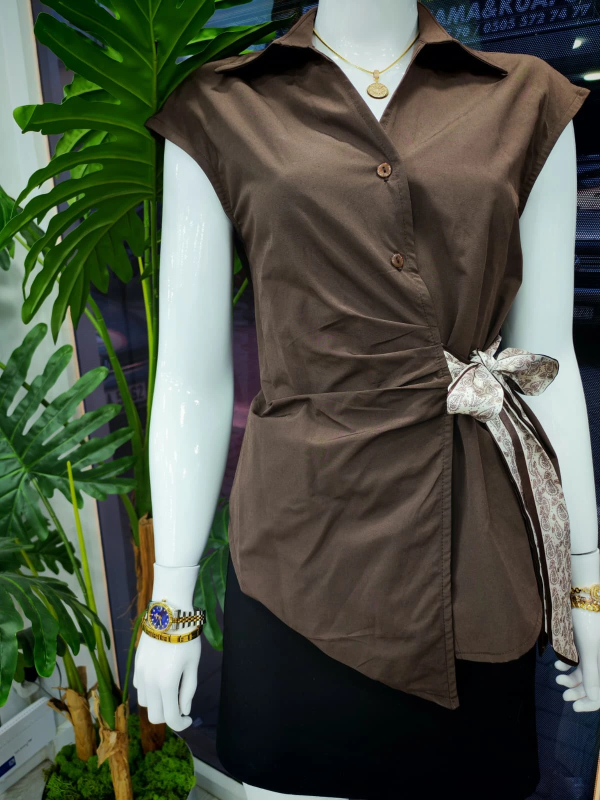 YANDAN BAĞLAMALI GÖMLEK