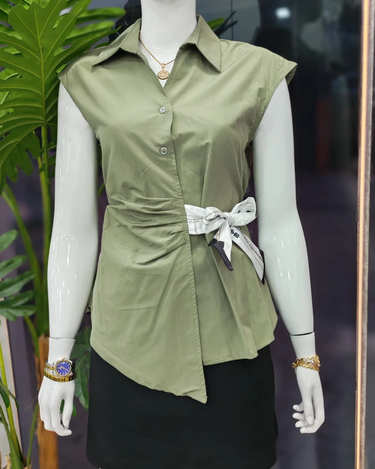 YANDAN BAĞLAMALI GÖMLEK