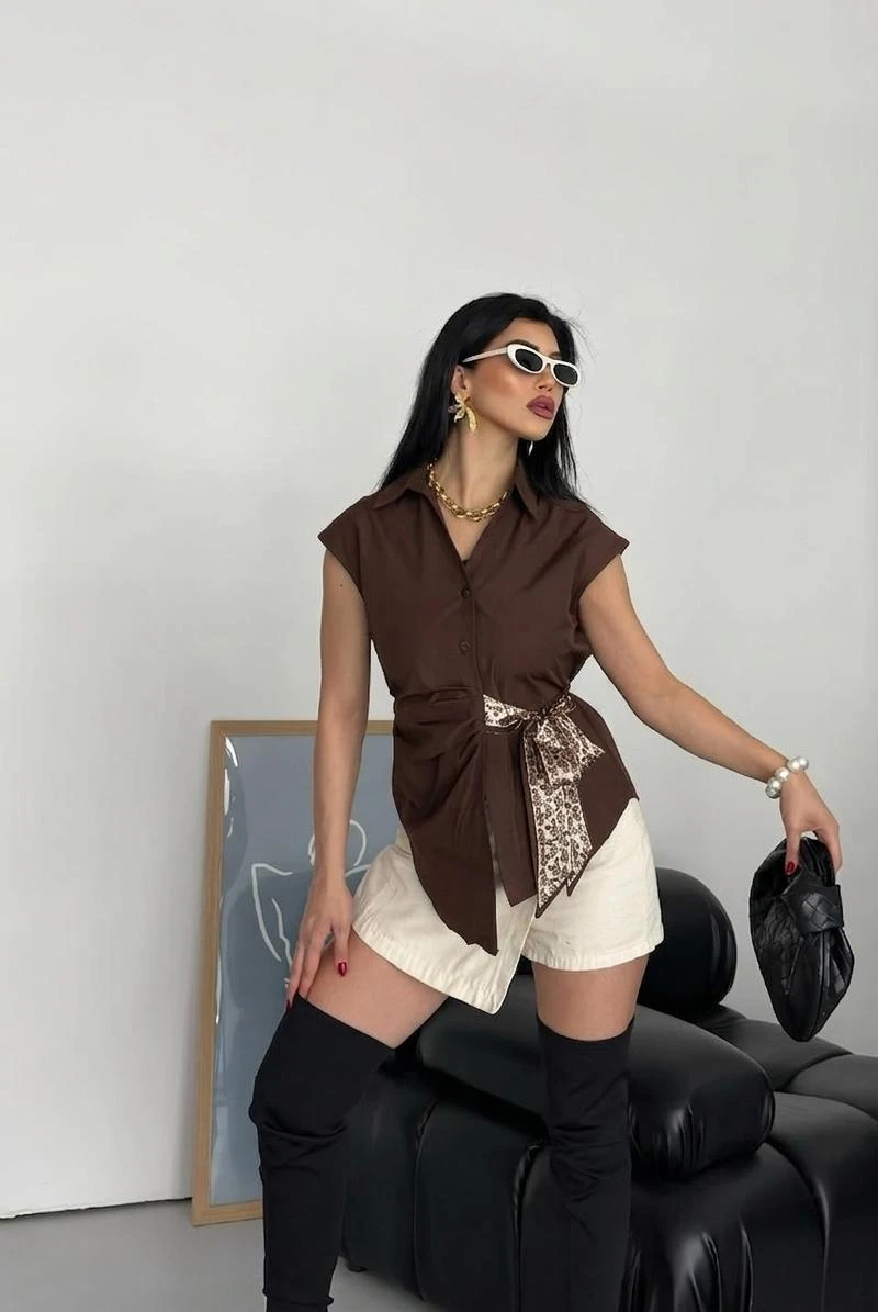 YANDAN BAĞLAMALI GÖMLEK