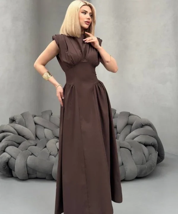 MİDİ BOY DRAPE DETAYLI ELBİSE
