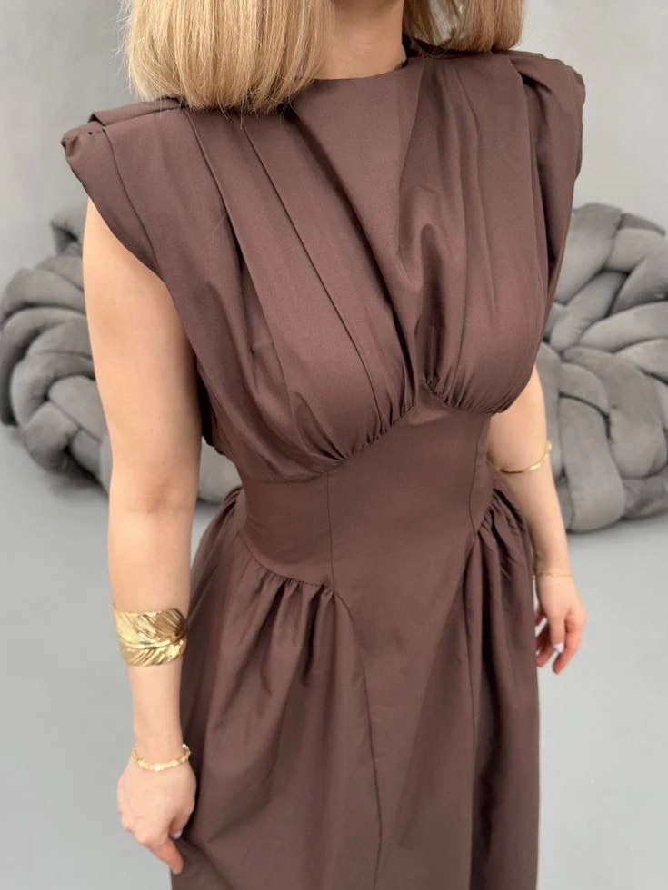 MİDİ BOY DRAPE DETAYLI ELBİSE