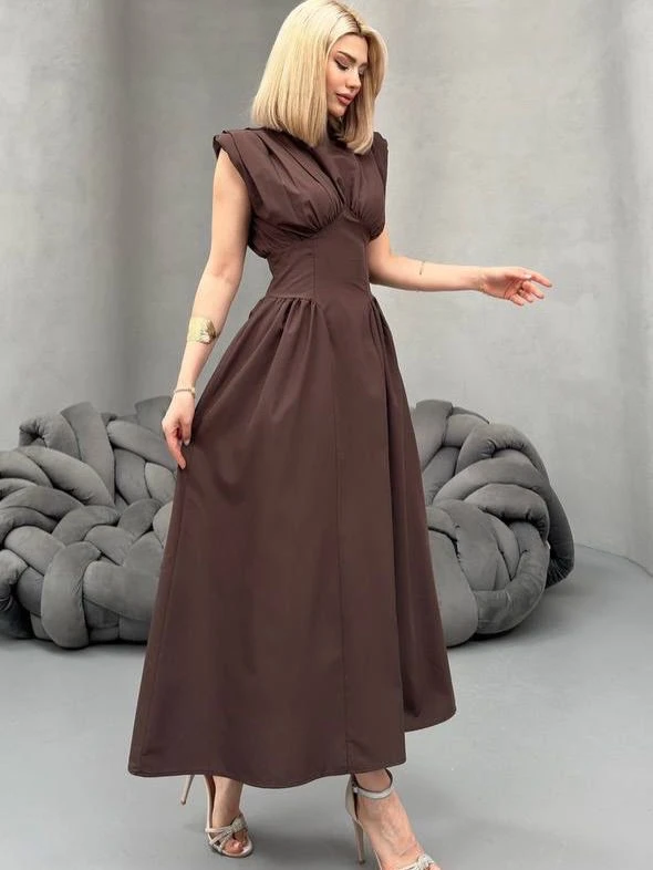 MİDİ BOY DRAPE DETAYLI ELBİSE
